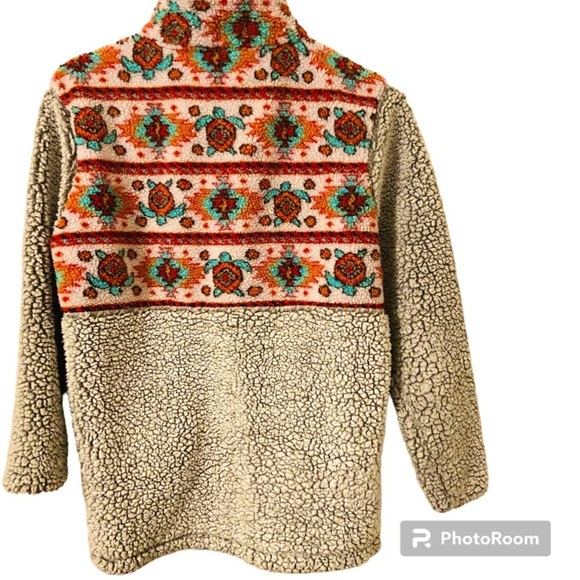 Simply Southern Women Sherpa Fleece Pullover Zip Print Long Sleeves Outerwear. - Picture 2 of 8